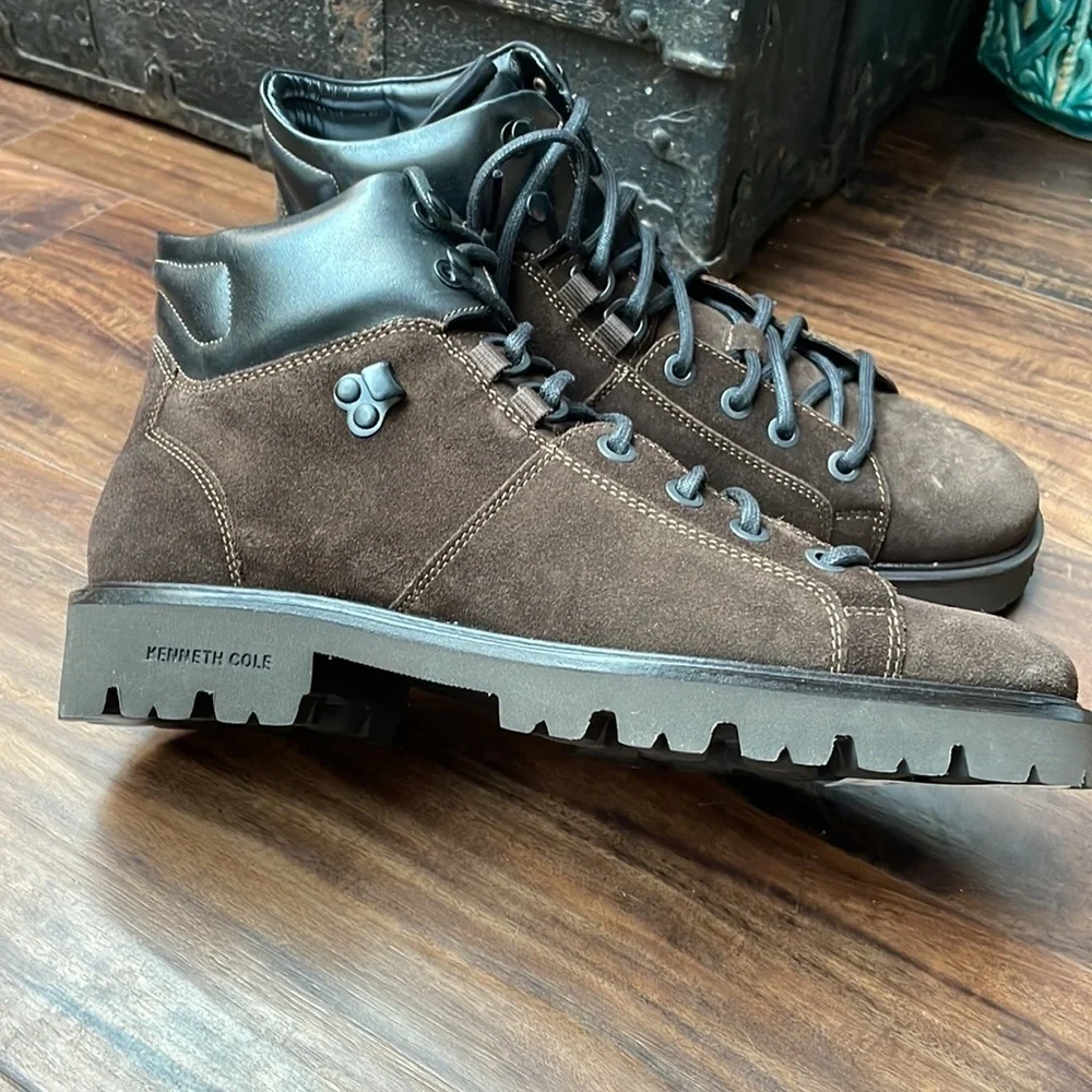 NEW KENNETH COLE Rhode Hiker Suede and Leather Lace up Men’s Hiking Boots Sz 7.5 - Picture 8 of 11